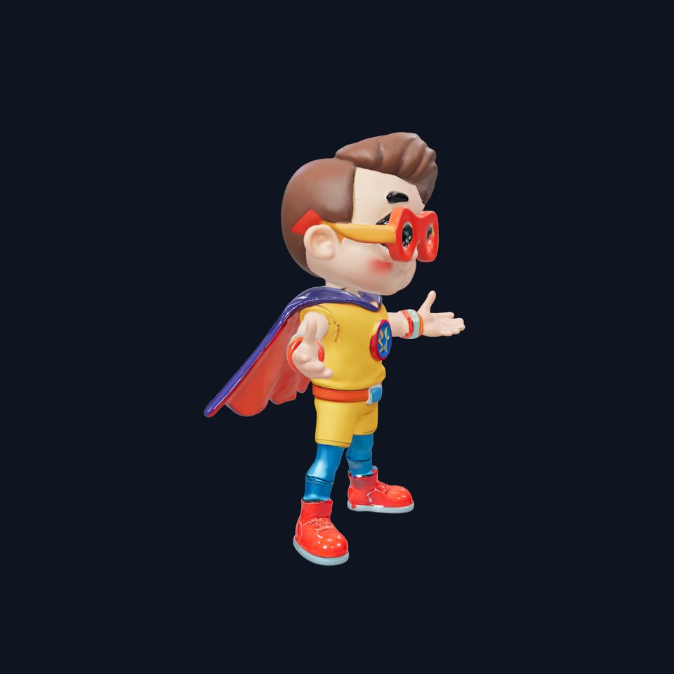 Super Kid Hero Rigged and Animated D Character Model